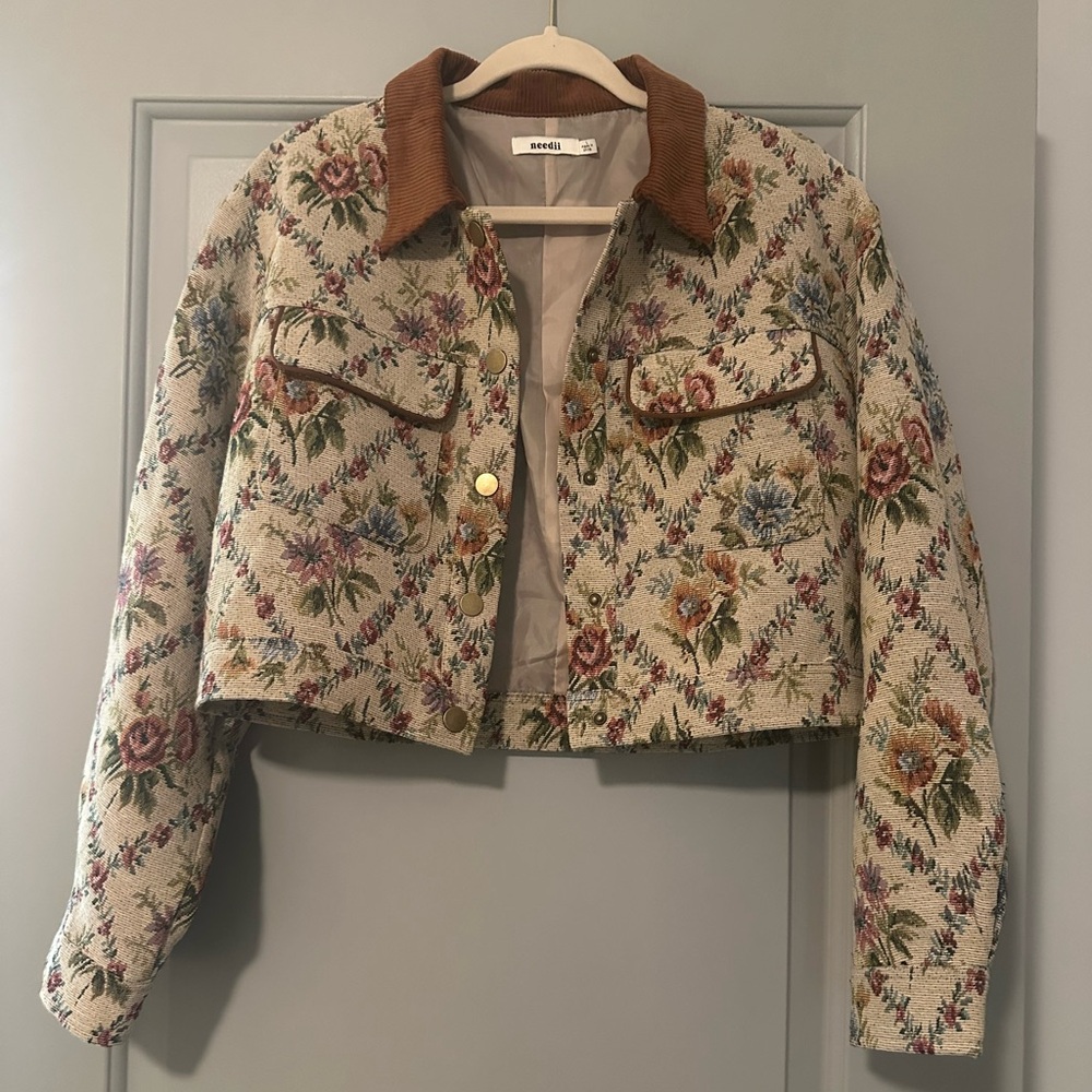 Needii Floral Quilted Cropped Jacket - Multi